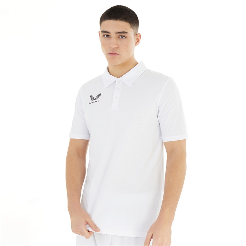 Castore Mens Short Sleeve Cotton/Poly Polo White