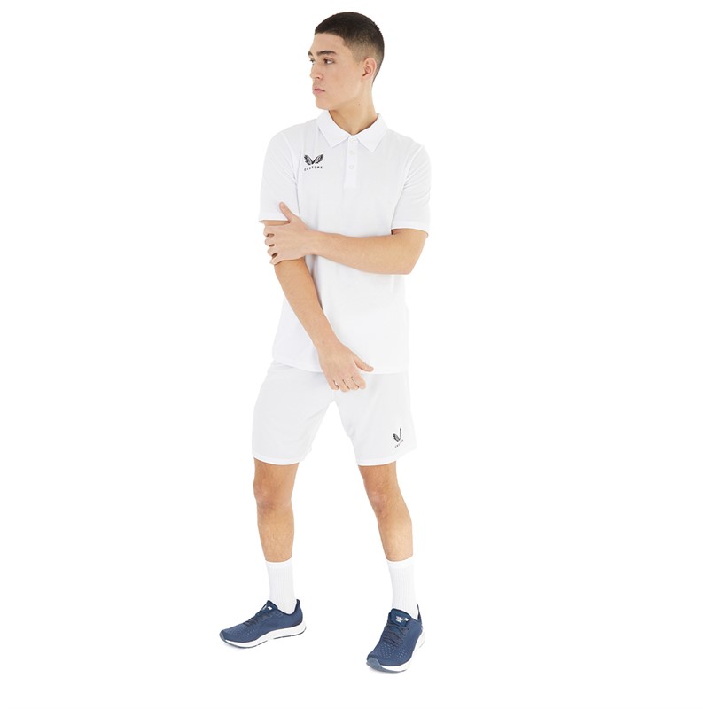 Castore Mens Short Sleeve Cotton/Poly Polo White