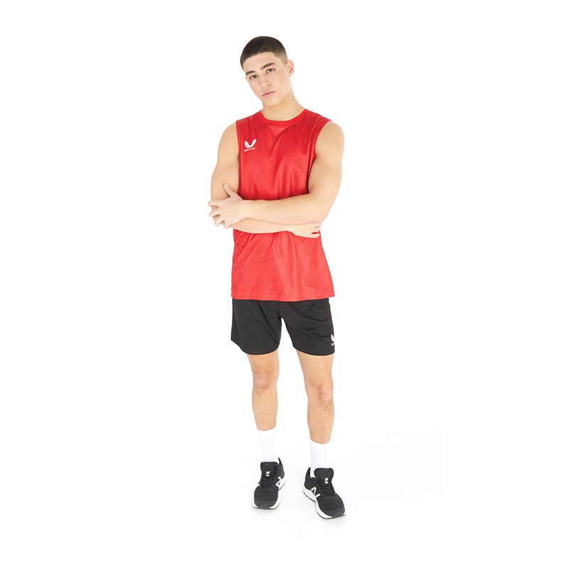 Castore Mens Marble Printed Singlet True Red/Barbados Cherry