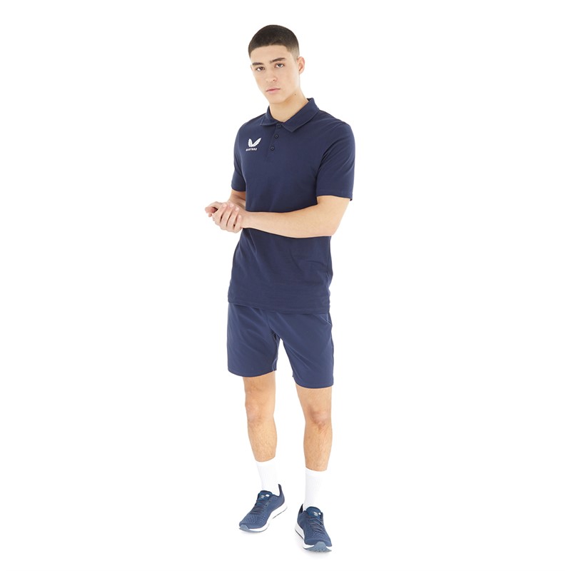 Buy Castore Mens Short Sleeve Cotton/Poly Polo Navy