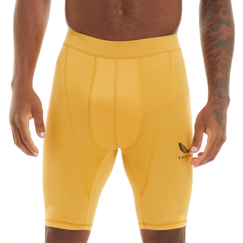 Castore Mens Baselayer Shorts Honey Gold