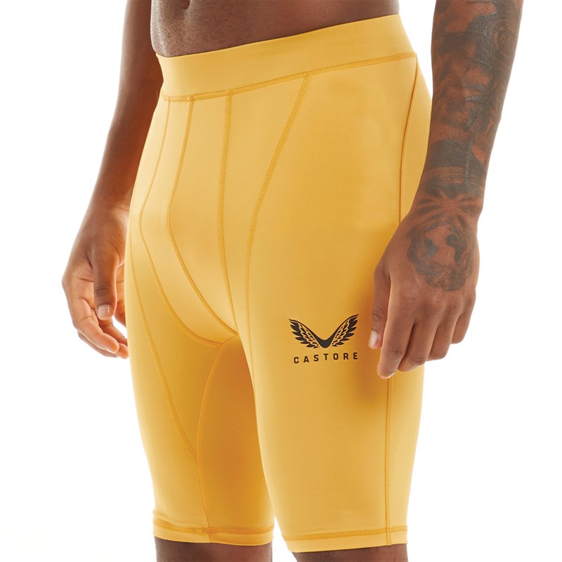 Castore Mens Baselayer Shorts Honey Gold