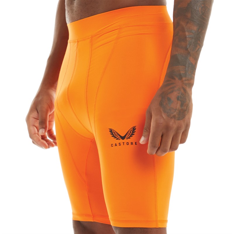 Buy Castore Mens Baselayer Shorts Vibrant Orange