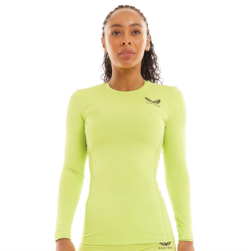 Castore Womens Baselayer Long Sleeve Top Acid Lime