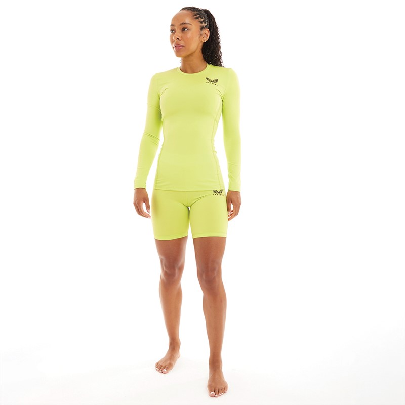 Castore Womens Baselayer Long Sleeve Top Acid Lime