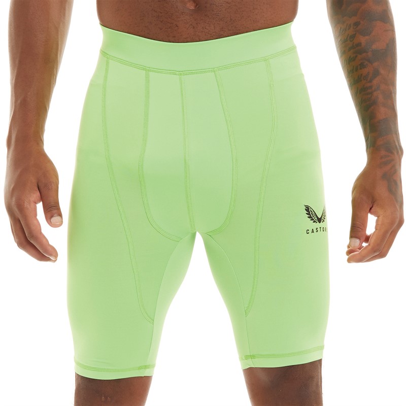 Castore Mens Baselayer Shorts Green Flash