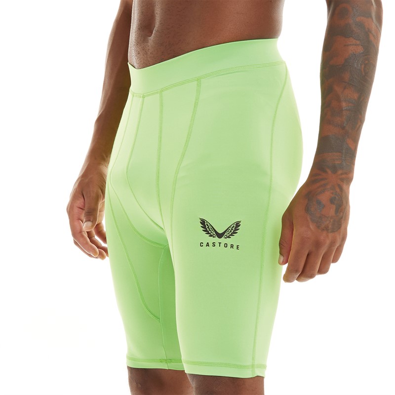Castore Mens Baselayer Shorts Green Flash