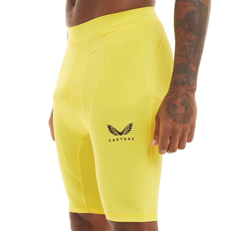 Castore Mens Baselayer Shorts Blazing Yellow