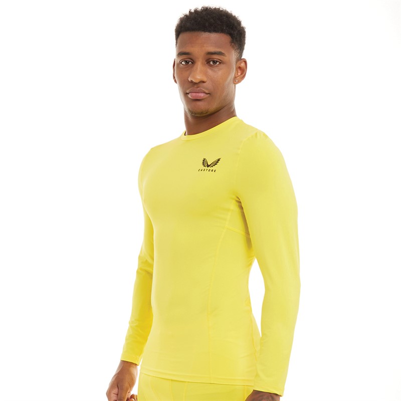 Buy Castore Mens Baselayer Long Sleeve Top Blazing Yellow