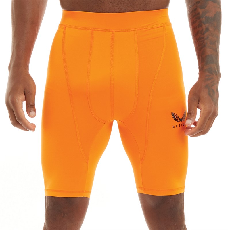 Buy Castore Mens Baselayer Shorts Vibrant Orange