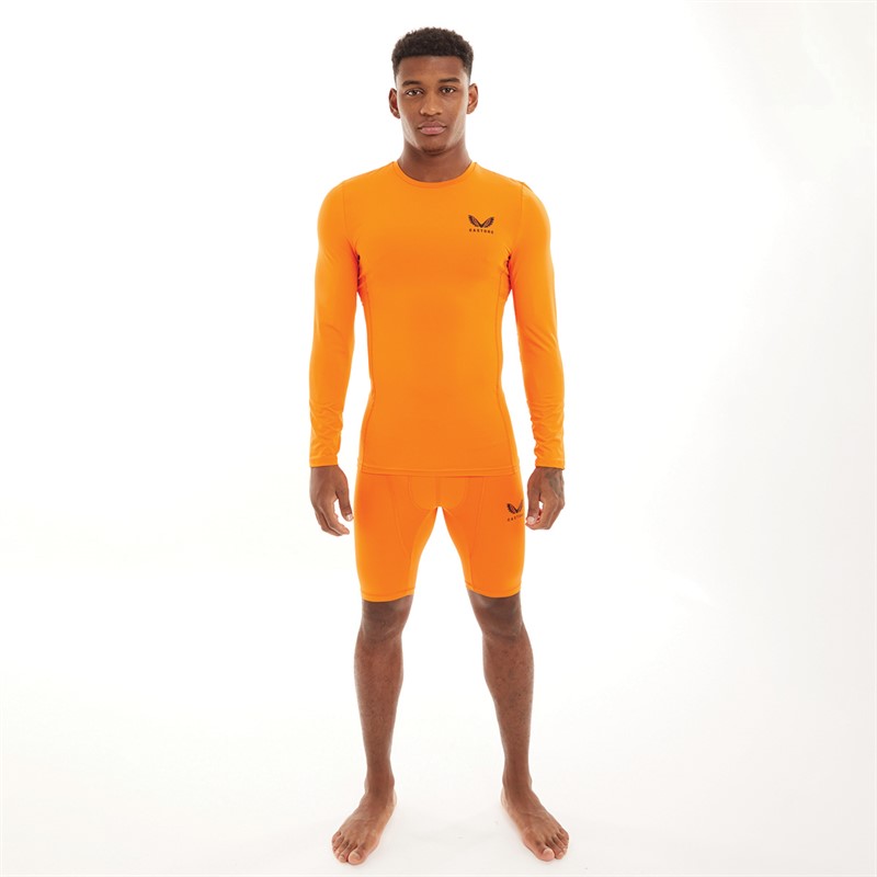 Castore Mens Baselayer Shorts Vibrant Orange