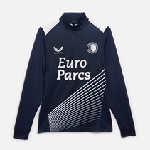 Castore Sweat à Capuche d'échauffement Femme Feyenoord Extérieur 1/4 Zip Top Peacoat/Blanc brillant