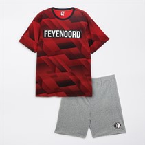 Castore Herren FR Feyenoord Kurzarm Pyjama Set Rot/Schwarz