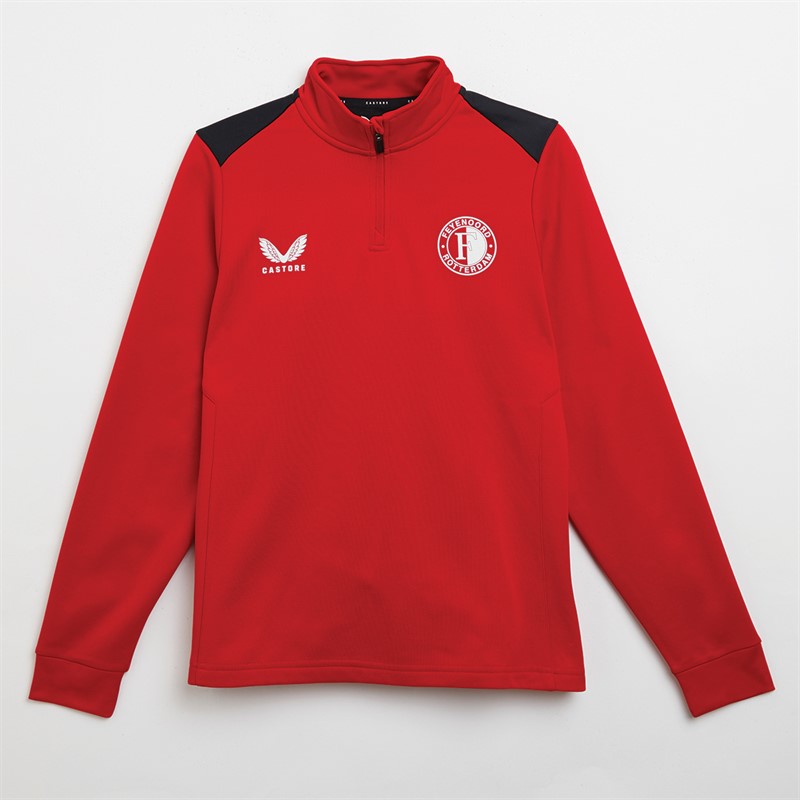 Castore Dames FR Feyenoord Spelers 1/4 Zip Top Barbados Cherry/Caviaar