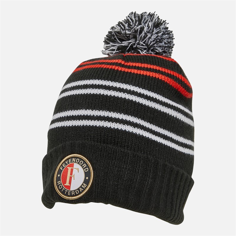 Castore Gestrickte Mütze mit Bommel Feyenoord Schwarz/Rot