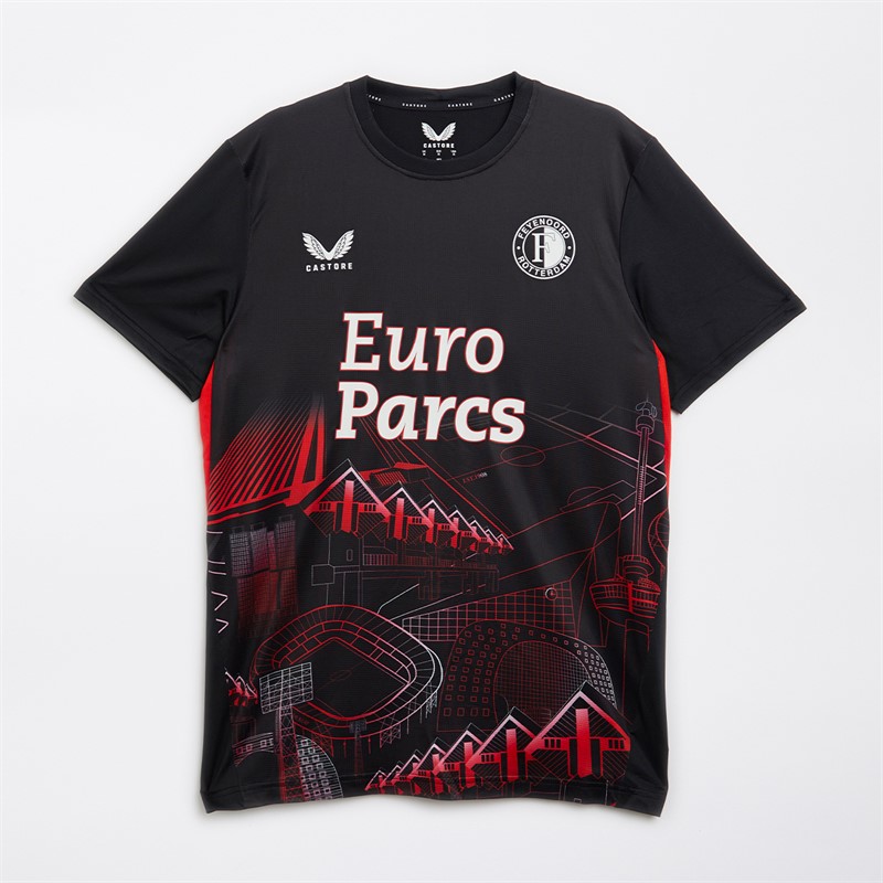 Castore Męskie FR Feyenoord Stadium Print Topy sportowe do biegania Czarny