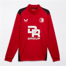 Castore Sweat à Capuche 1/4 zippé Homme FR Feyenoord Barbados Cherry/Caviar