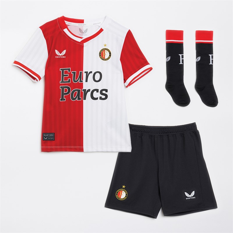 Castore Junior Feyenoord Hjemme Minikit Flame Scarlet/Kaviar/Brilliant Hvid