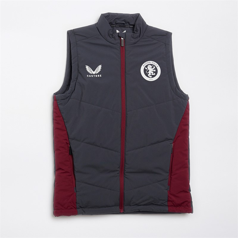 Castore Womens AVFC Aston Villa Coaches Bench Gilet Ebony/Rhododendron