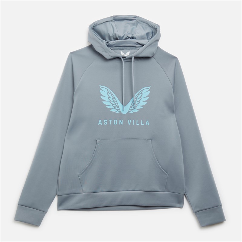 Castore Womens AVFC Aston Villa Coaches Travel Logo Hoodie Tradewinds