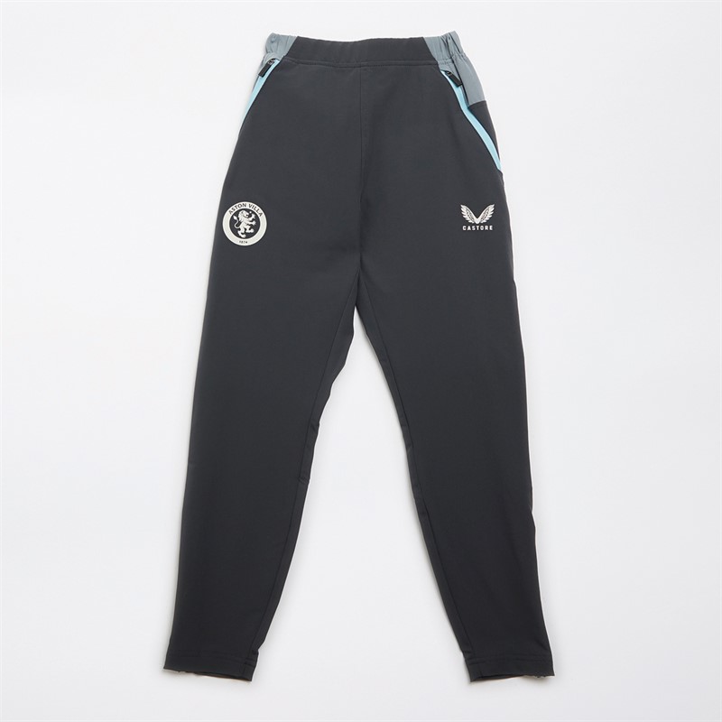 Castore Junior AVFC Aston Villa Coaches Travel Track Pants Ebony/Tradewinds