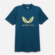 Castore Mens AVFC Aston Villa Players Travel Logo T-Shirt Deep Dive