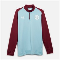 Castore Mens AVFC Aston Villa Players Pre-Season 1/4 Zip Top Sky Blue/Rhododenron