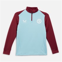 Castore Junior AVFC Aston Villa Players Pre-Season 1/4 Zip Top Sky Blue/Rhododenron