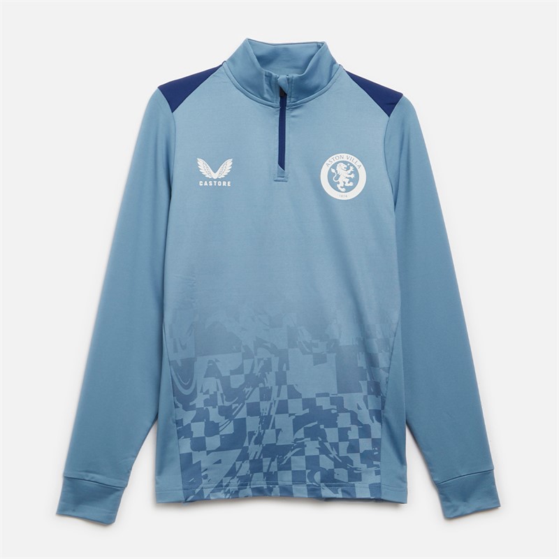 Castore Womens AVFC Aston Villa Third Matchday 1/4 Zip Top Blue Shadow/Blue Depths