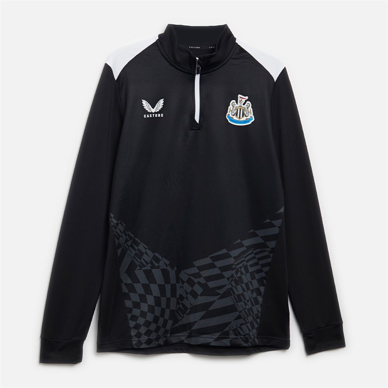 Castore Mens NUFC Newcastle United Home Matchday 1/4 Zip Top Caviar/Brilliant White