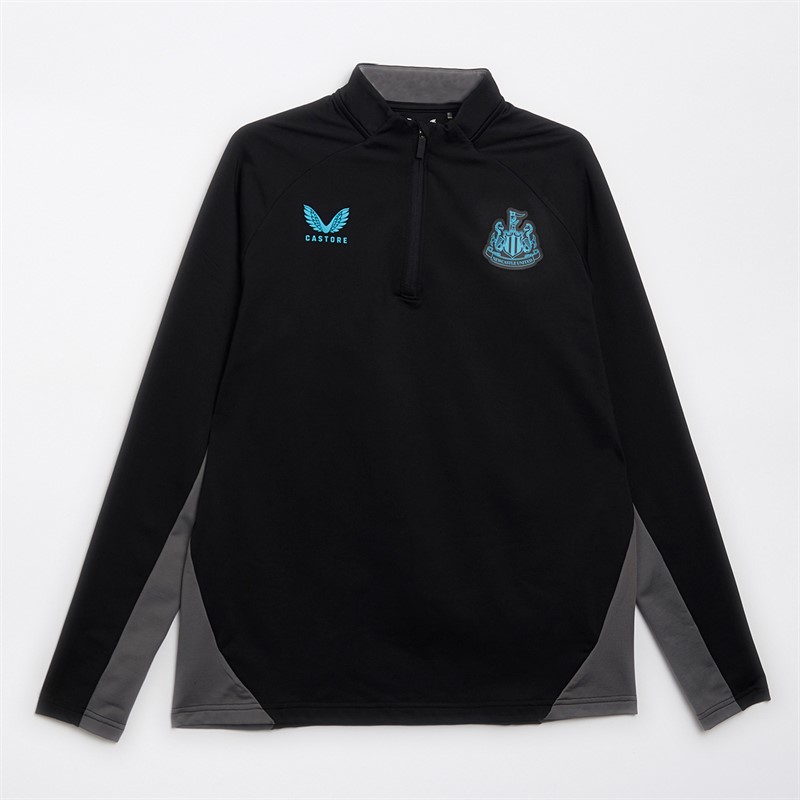 Castore Mens NUFC Newcastle United 1/4 Zip Top Black/Grey