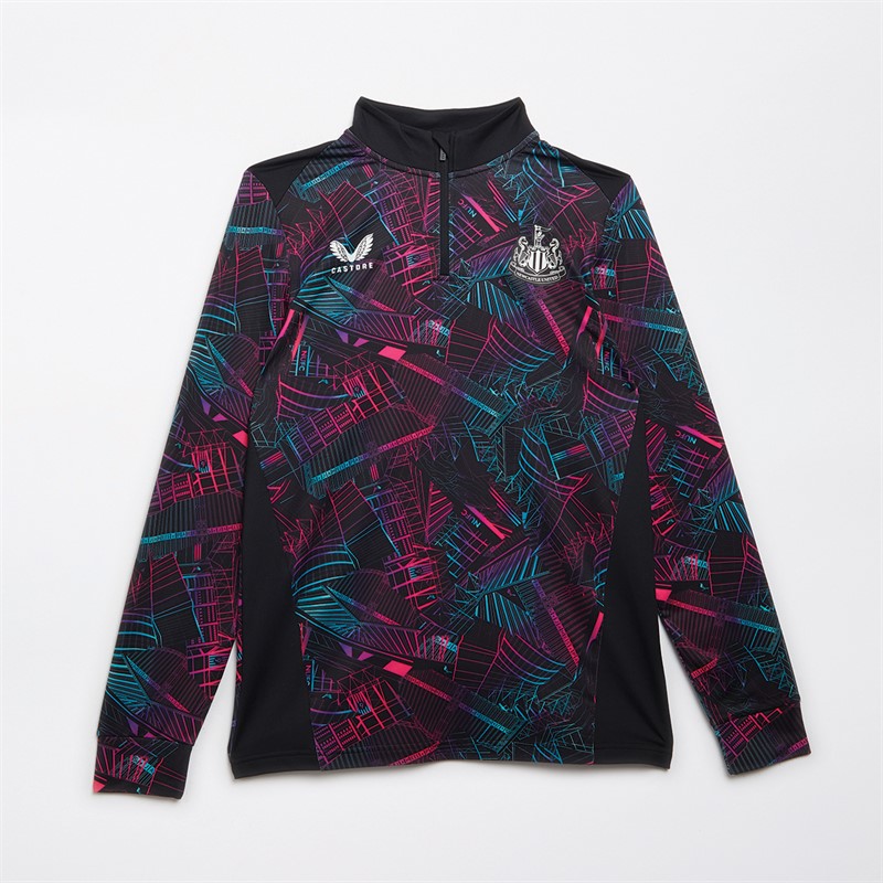 Castore Mens NUFC Newcastle United Stadium Print 1/4 Zip Top Caviar