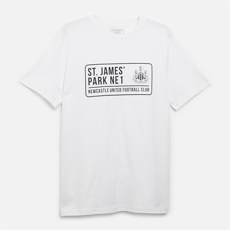 Castore Mens NUFC Newcastle United Street Sign T-Shirt White - Size S
