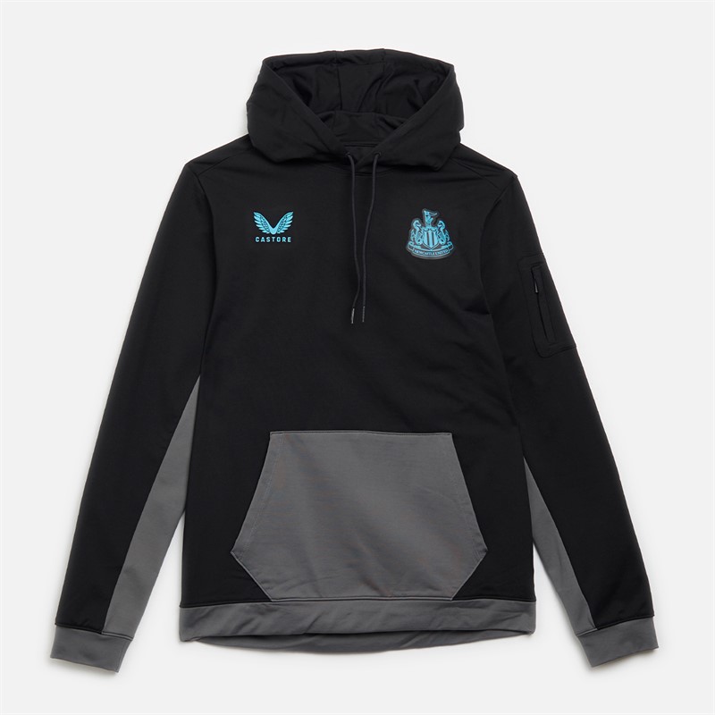 Castore Mens NUFC Newcastle United Tech Fleece Hoodie Caviar/Lava Smoke
