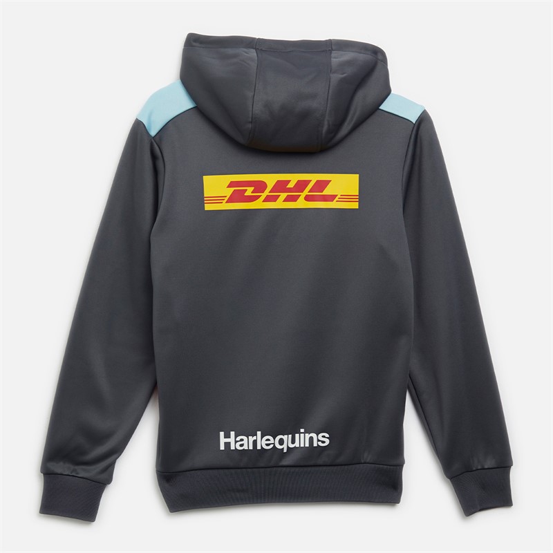 Castore Junior Harlequins FC Hoodie Ebony/Jester Red/Sky Blue