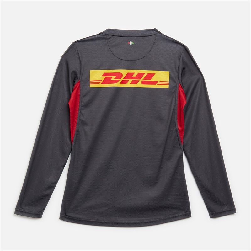 Castore Womens Harlequins FC Long Sleeve Training Top Ebony/Jester Red/Sky Blue