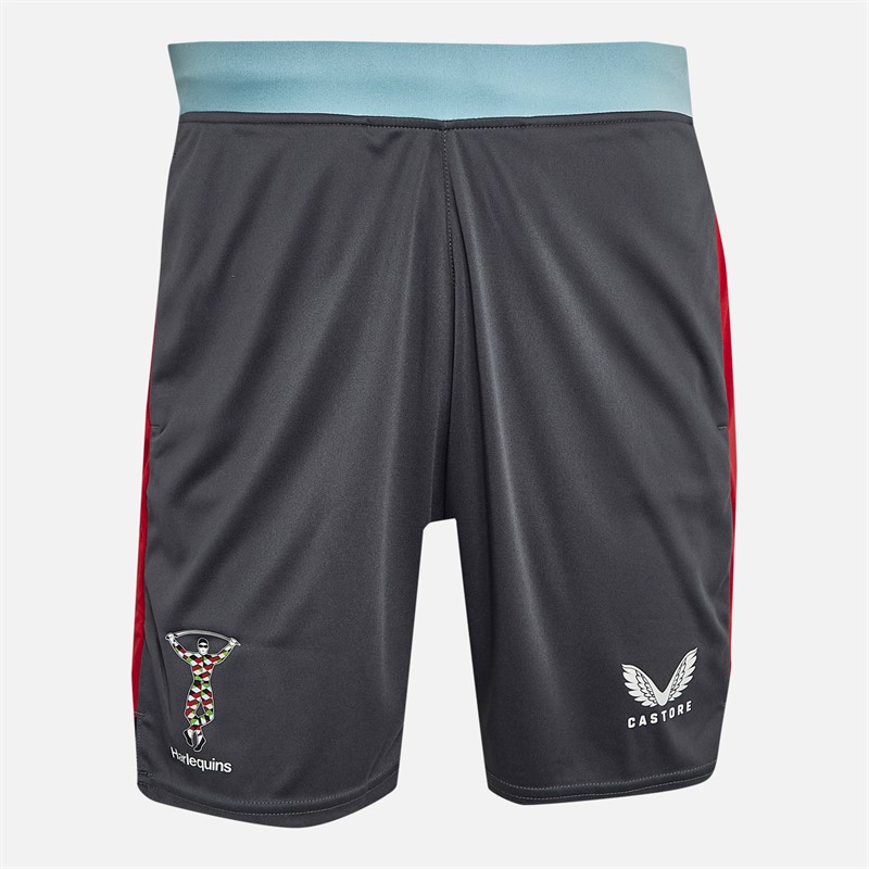 Castore Mens Harlequins FC Gym Shorts Ebony/Jester Red/Sky Blue