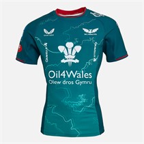 Castore Mens Scarlets 23/24 Pro Away Jersey Blue Coral/Pagoda Blue