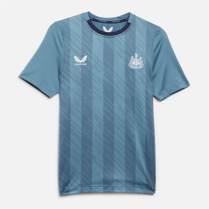 Castore Junior NUFC Newcastle United Players Training Short Sleeve T-Shirt Bluestone/Peacoat
