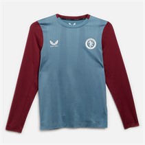 Castore Junior AVFC Aston Villa Players Training Mid -Season Long Sleeve T-Shirt Bluestone/Rhododendron