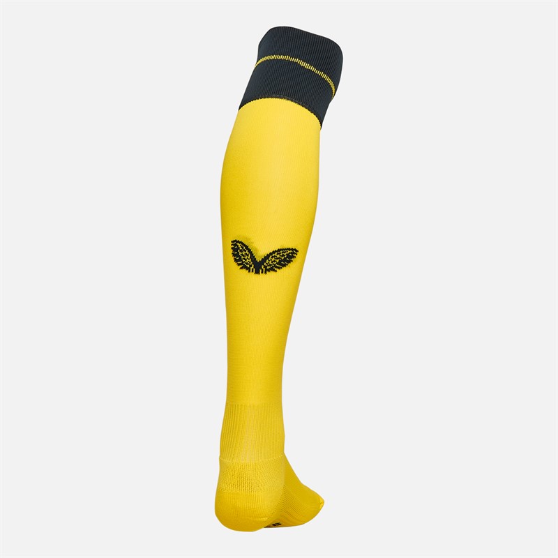 Castore Junior NUFC Newcastle United Third Alternate Socks Brilliant White/Carbon/Blazing Yellow