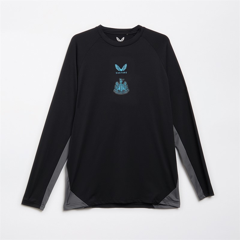 Castore Mens NUFC Newcastle United Long Sleeve T-Shirt Black/Grey