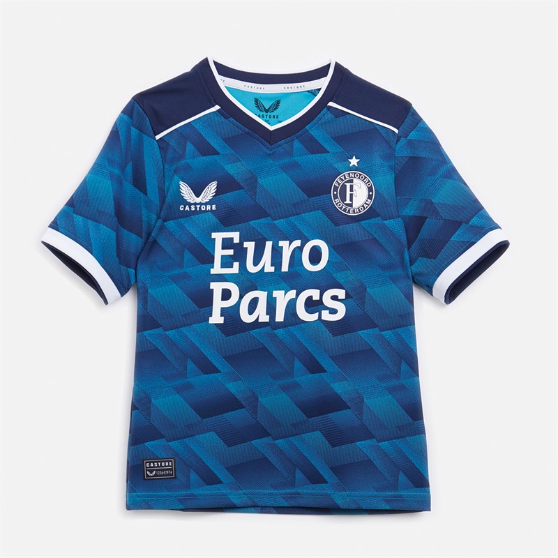 Castore Junior FR Feyenoord 23 / 24 Uit shirt Peacoat / Brilliant White - Maat JM