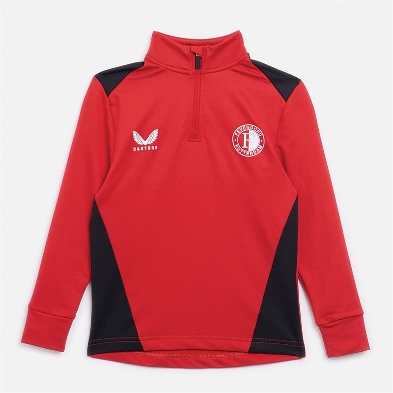 Castore Junior FR Feyenoord Spillere 1/4 Zip Top Barbados Cherry / Caviar