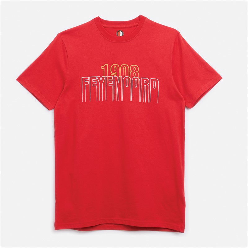 Castore Heren FR Feyenoord Eigentijds T-Shirt Chinese Rood - Maat M