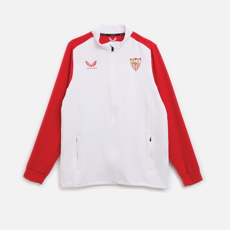 Castore Heren SFC Sevilla FC Home Anthem Jas Brilliant wit / True Red - Maat M