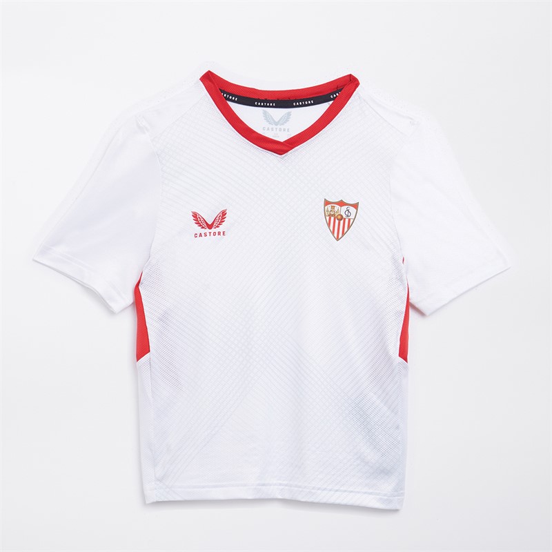 Castore Maillot Domicile Junior SFC Sevilla FC Brilliant White/True Red Matchday - Taille 6-7Y