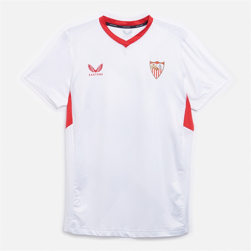 Castore Herre SFC Sevilla FC Hjemme Kampdagstrøje Brilliant Hvid / True Rød