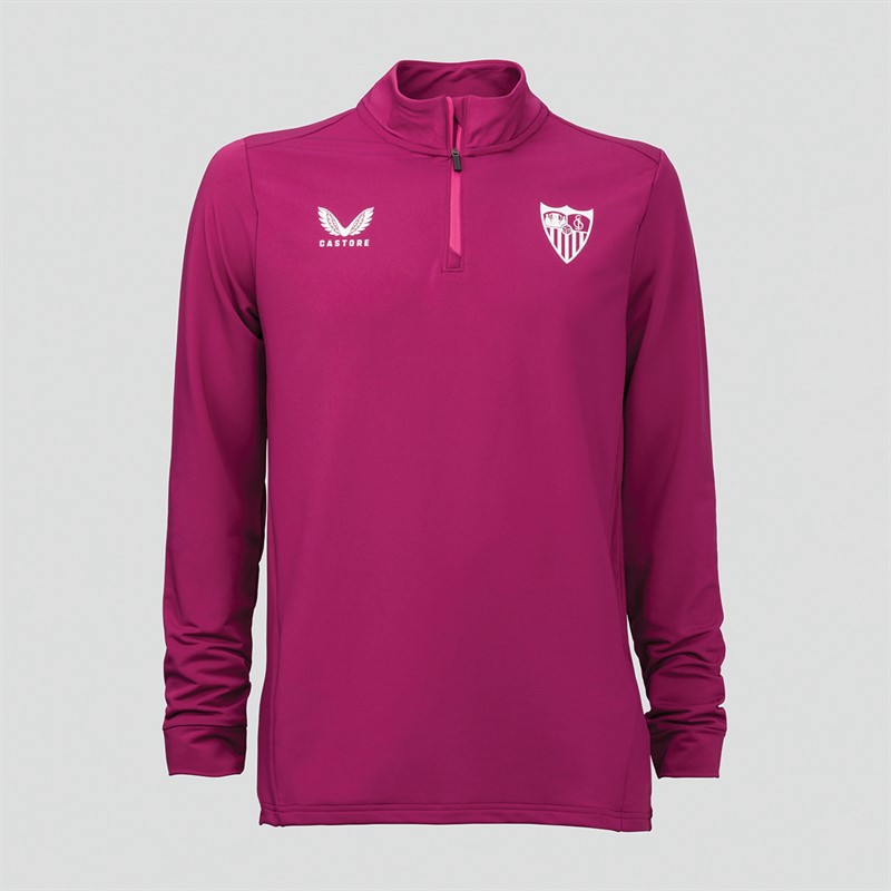 Castore Heren SFC Sevilla FC Spelers 1/4 Rits Top Magenta Paars / Festival Fuschia - Maat XL