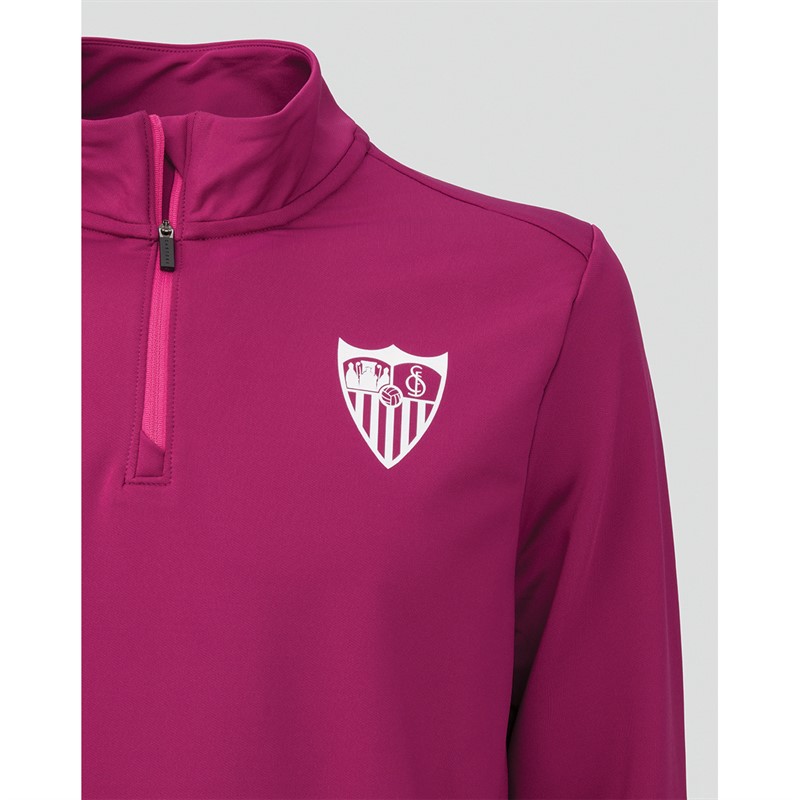 Castore Herre SFC Sevilla FC Spiller 1/4 Lynlås Top Magenta Lilla / Festival Fuschia